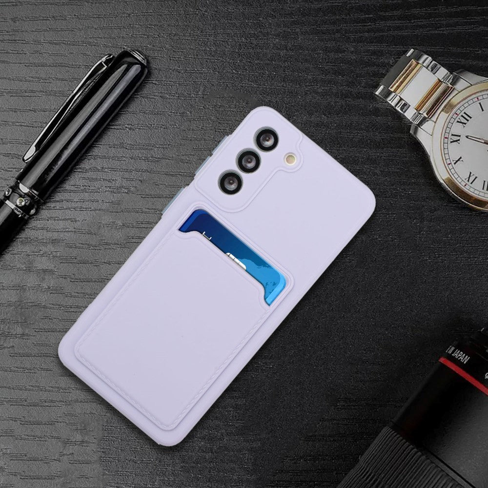 Samsung Galaxy S23 Fleksibel Plastik Mobil Cover m. Kortholder - Lilla