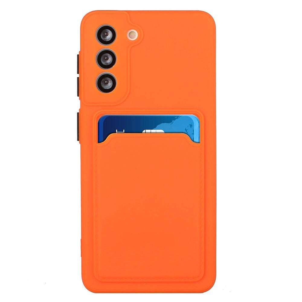 Samsung Galaxy S23+ (Plus) Fleksibel Plastik Mobil Cover m. Kortholder - Orange