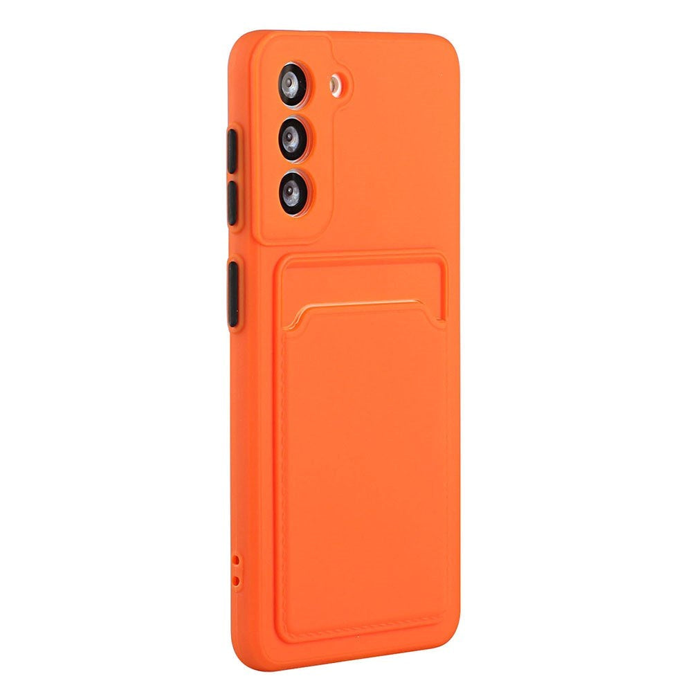 Samsung Galaxy S23+ (Plus) Fleksibel Plastik Mobil Cover m. Kortholder - Orange