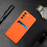 Samsung Galaxy S23+ (Plus) Fleksibel Plastik Mobil Cover m. Kortholder - Orange