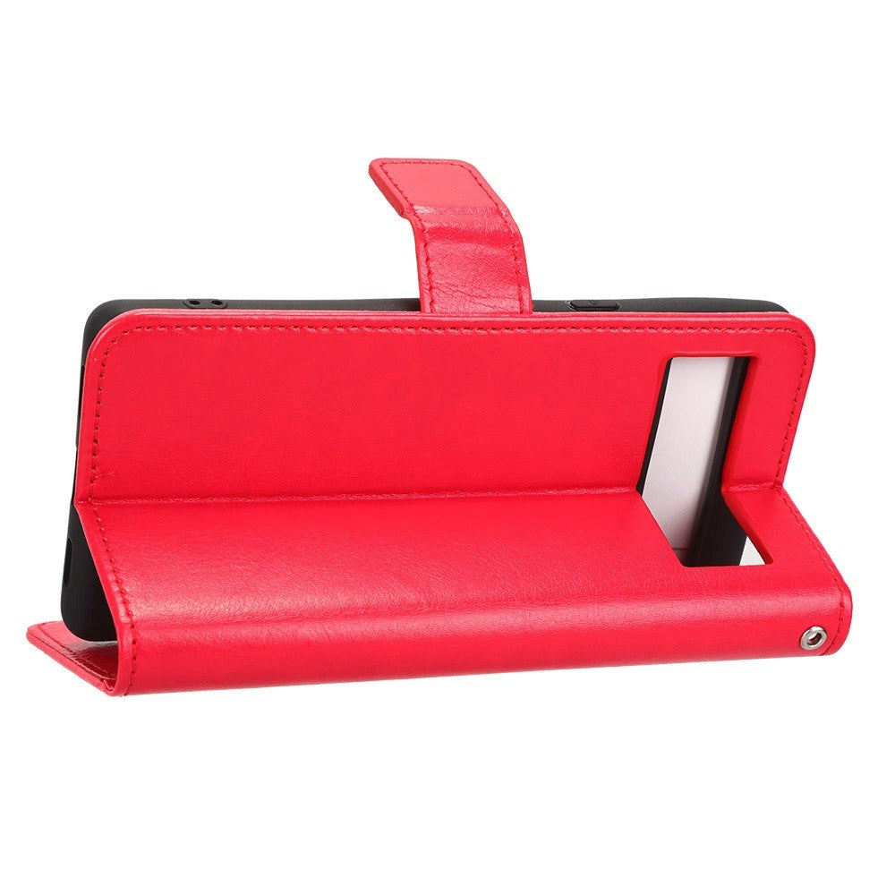 Google Pixel 7A Læder Mobil Cover m. Pung og Strop - Rød