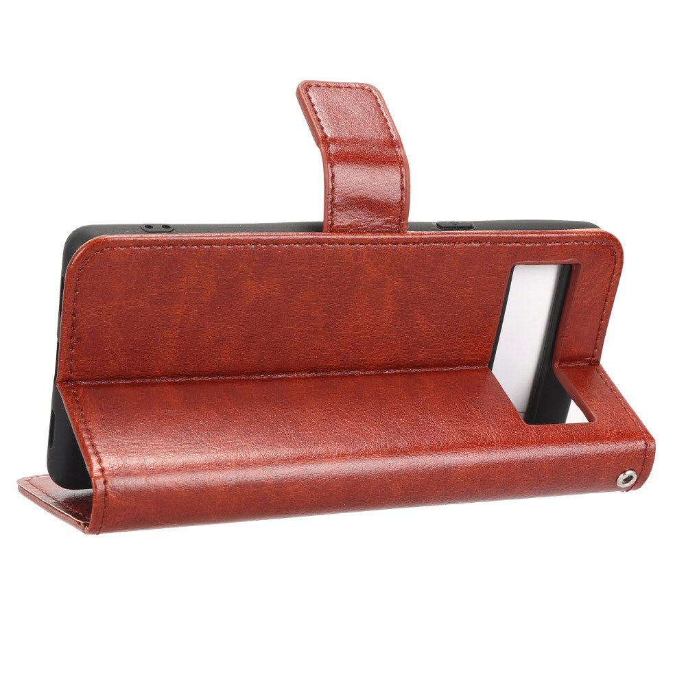 Google Pixel 7A Læder Mobil Cover m. Pung og Strop - Brun