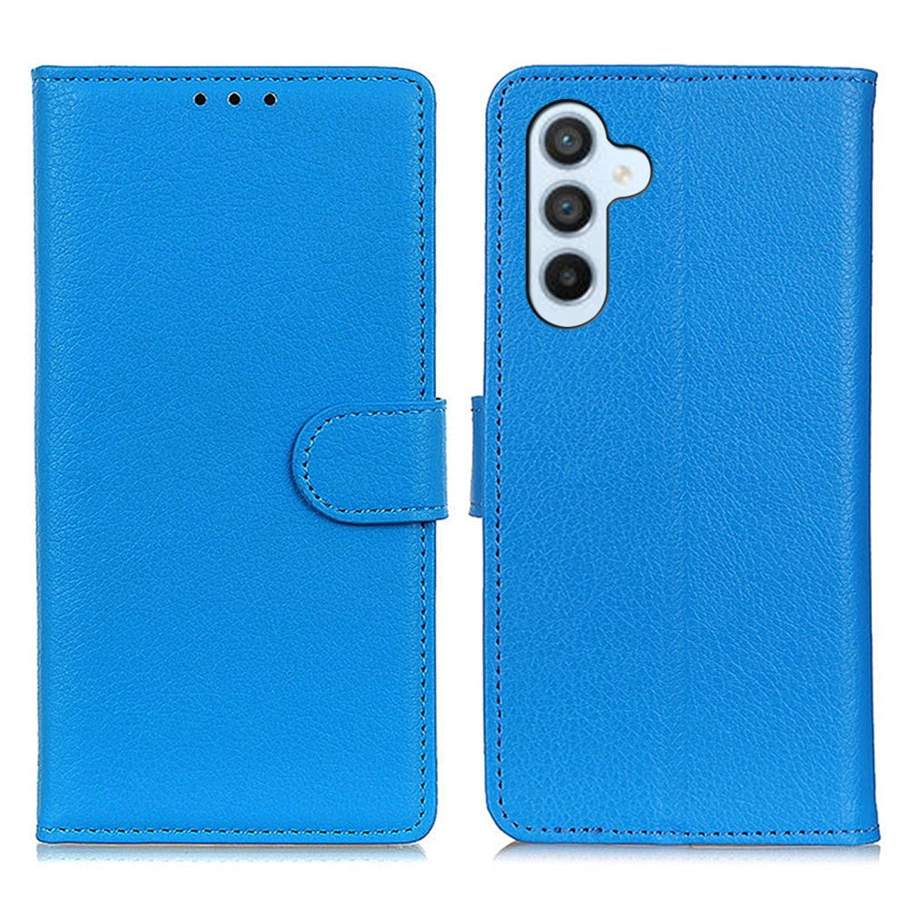 Samsung Galaxy A24 Litchi Læder Mobil Cover m. Pung - Blå