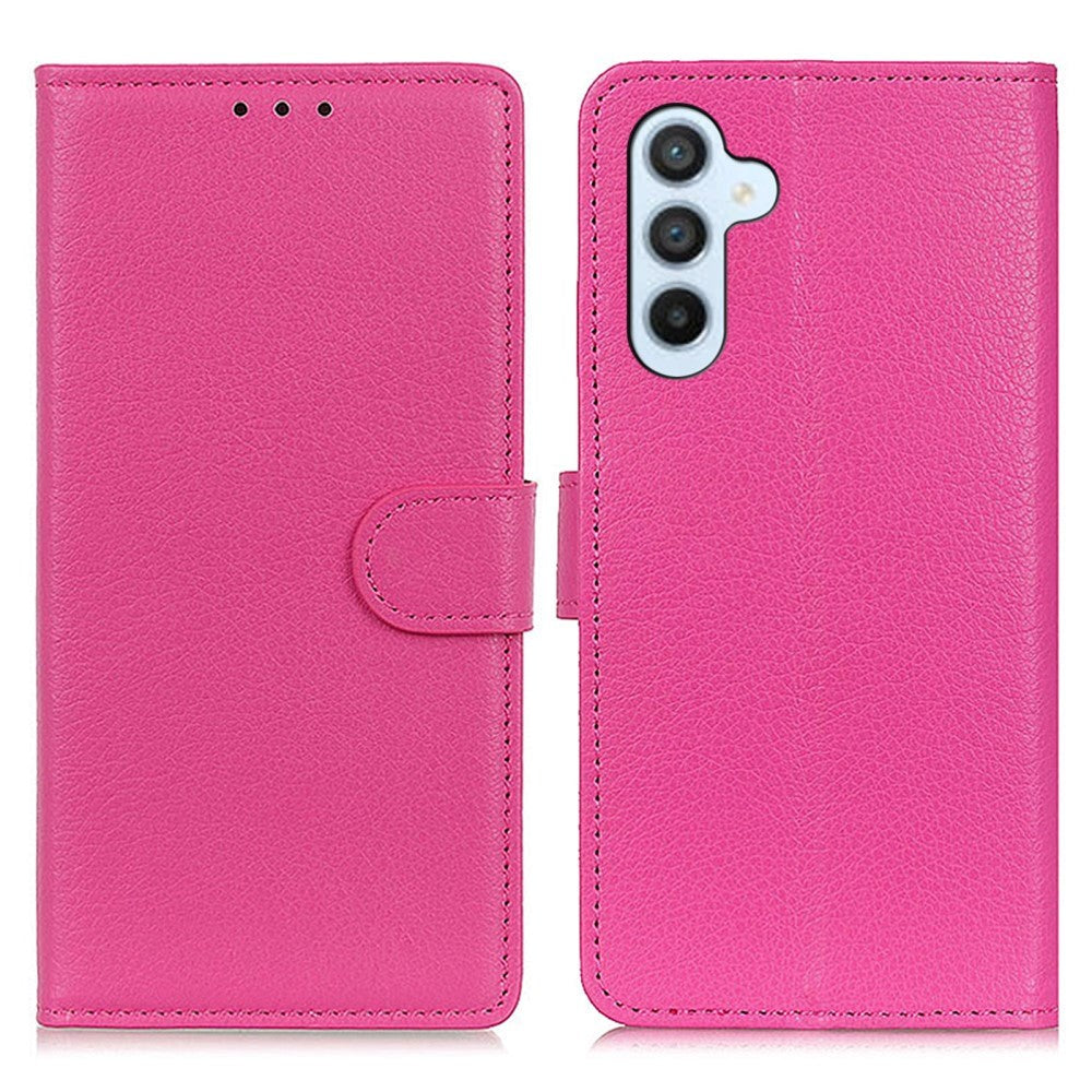 Samsung Galaxy A24 Litchi Læder Mobil Cover m. Pung - Lyserød