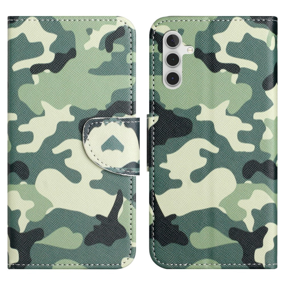 Samsung Galaxy A24 Læder Mobil Cover m. Pung & Ståfunktion - Camouflage