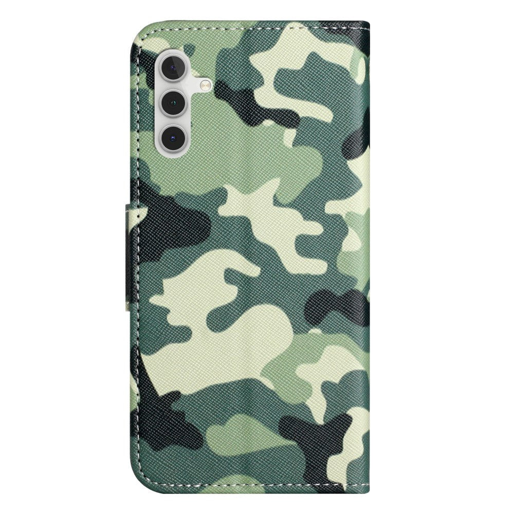 Samsung Galaxy A24 Læder Mobil Cover m. Pung & Ståfunktion - Camouflage