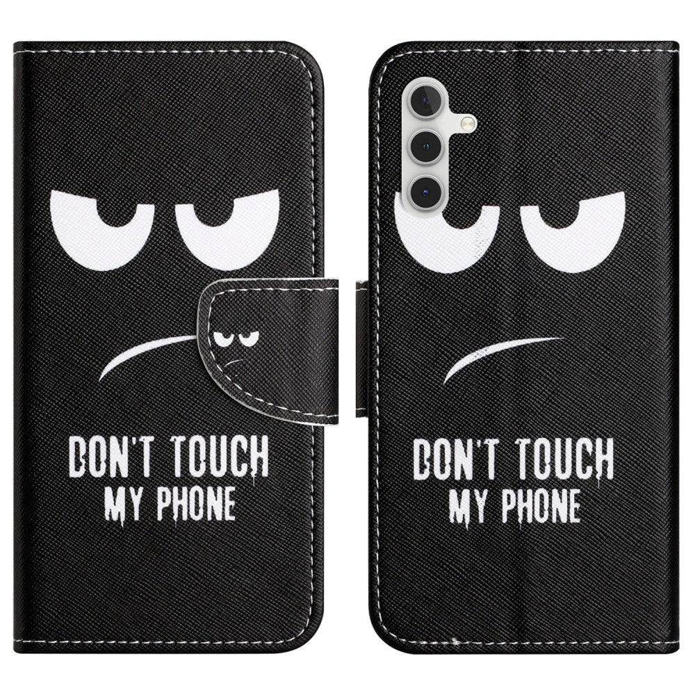 Samsung Galaxy A24 Læder Mobil Cover m. Pung & Ståfunktion - "Don't Touch my Phone"