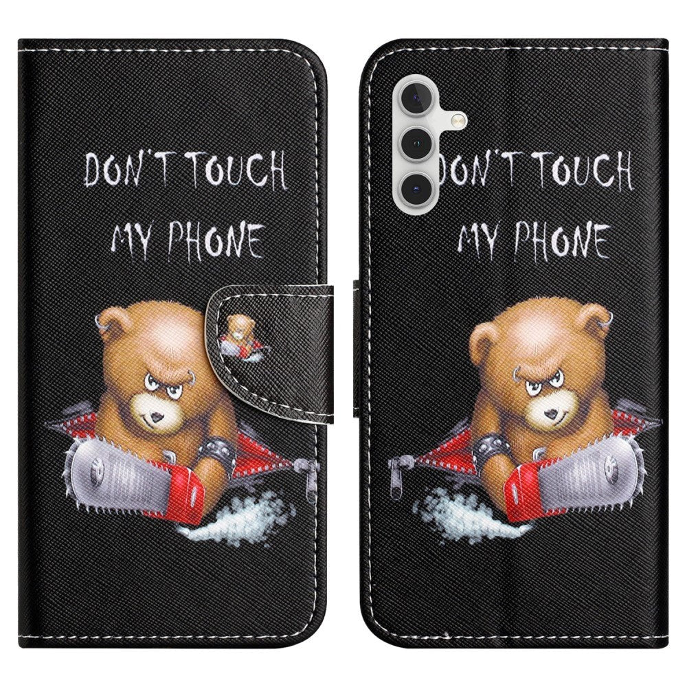 Samsung Galaxy A24 Læder Mobil Cover m. Pung & Ståfunktion - "Don't Touch my Phone" Bjørn
