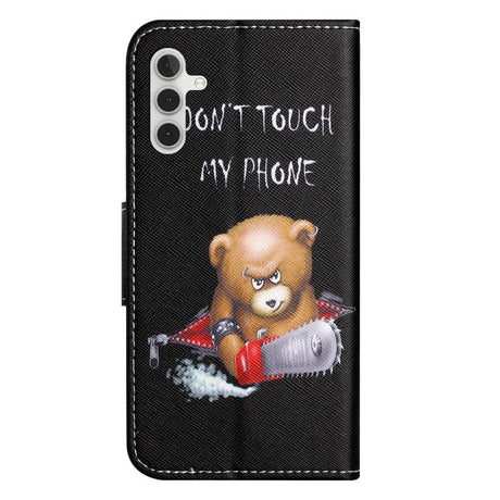 Samsung Galaxy A24 Læder Mobil Cover m. Pung & Ståfunktion - "Don't Touch my Phone" Bjørn