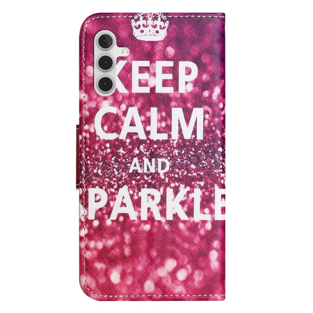 Samsung Galaxy A24 Læder Mobil Cover m. Pung & Ståfunktion - "Keep Calm and Sparkle"