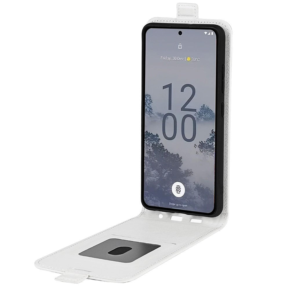 Nokia X30 Vertikalt Mobil Læder Cover m. Kortholder - Hvid
