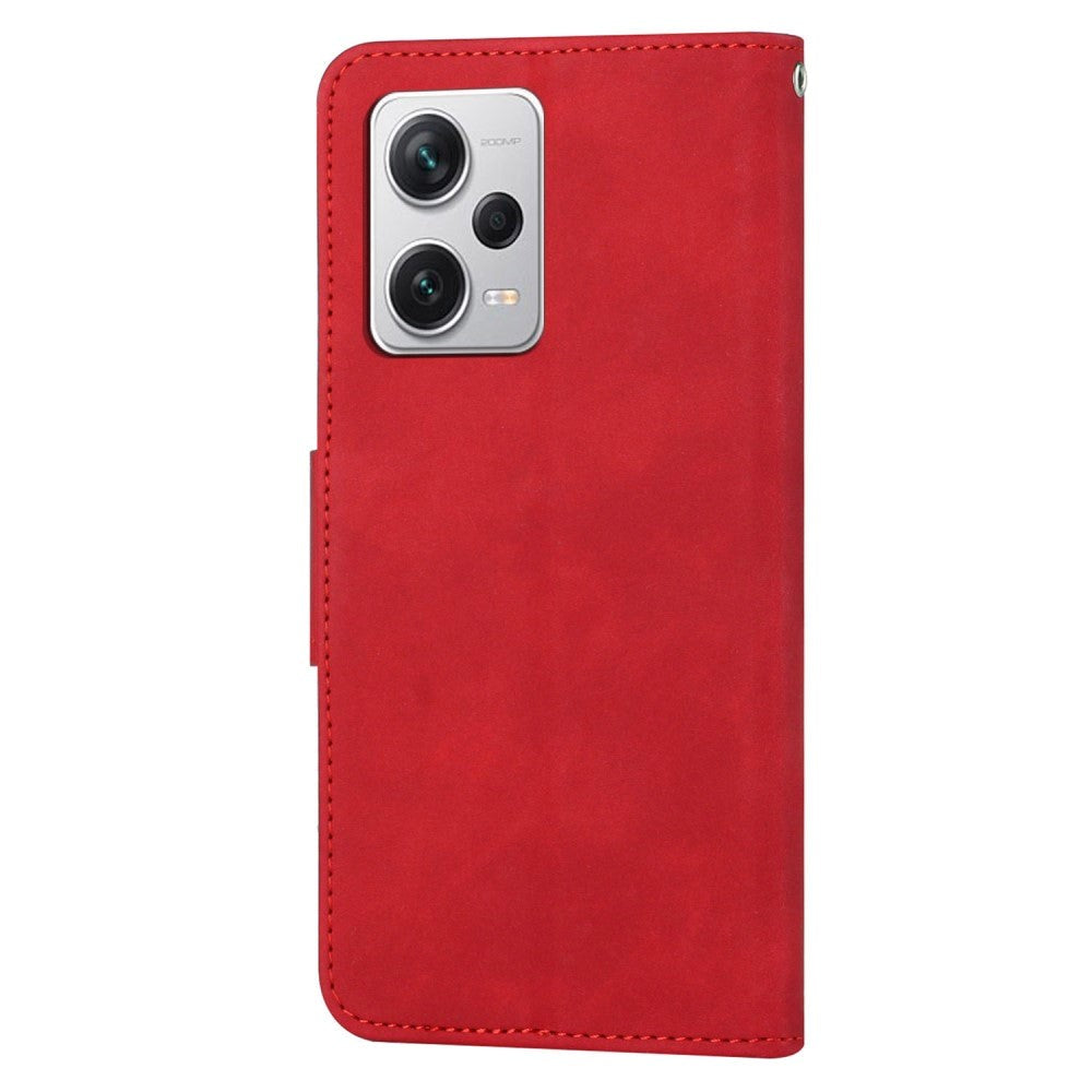 Xiaomi Redmi Note 12 Pro (5G) / Poco X5 Pro (5G) Læder Mobil Cover m. Pung og Strop - Rød