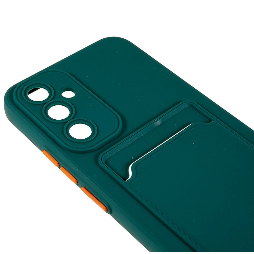 Samsung Galaxy A54 (5G) Fleksibel Plastik Mobil Cover m. Kortholder - Grøn