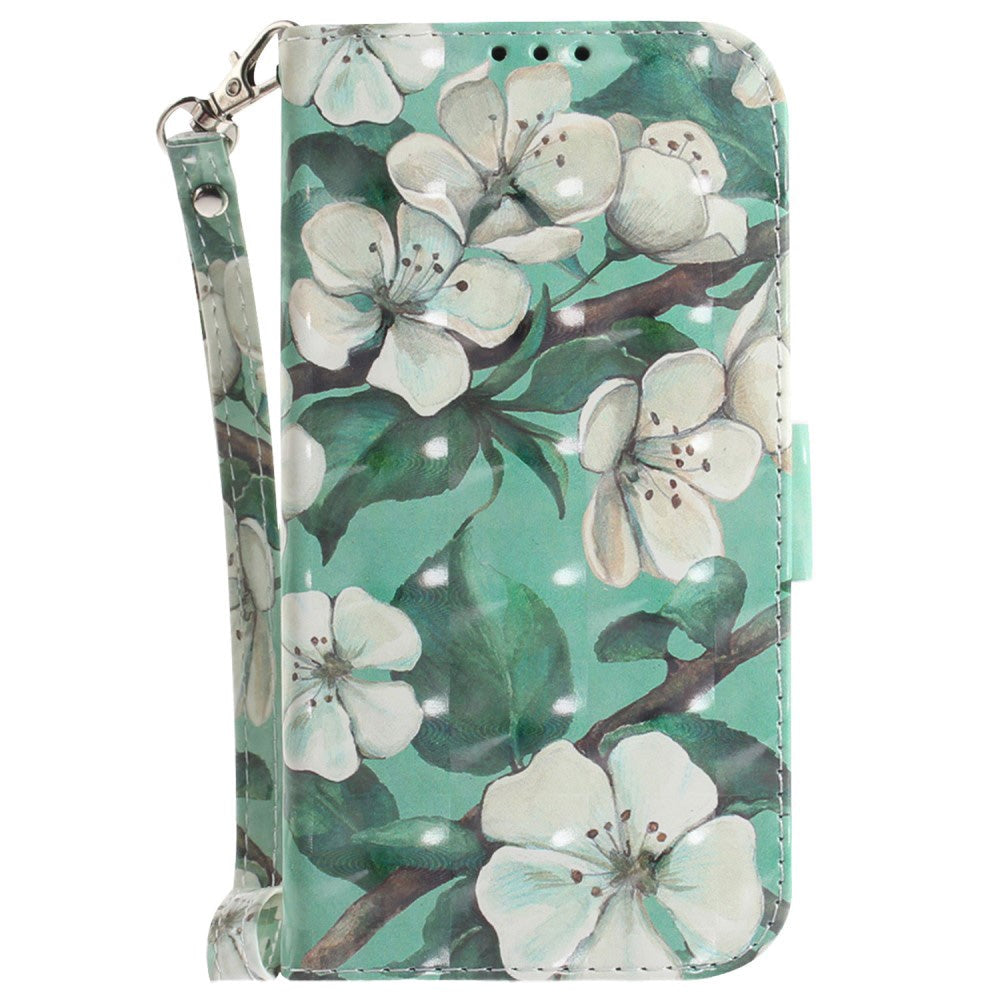 Sony Xperia 1 V Læder Mobil Cover m. Print - Hvide Blomster
