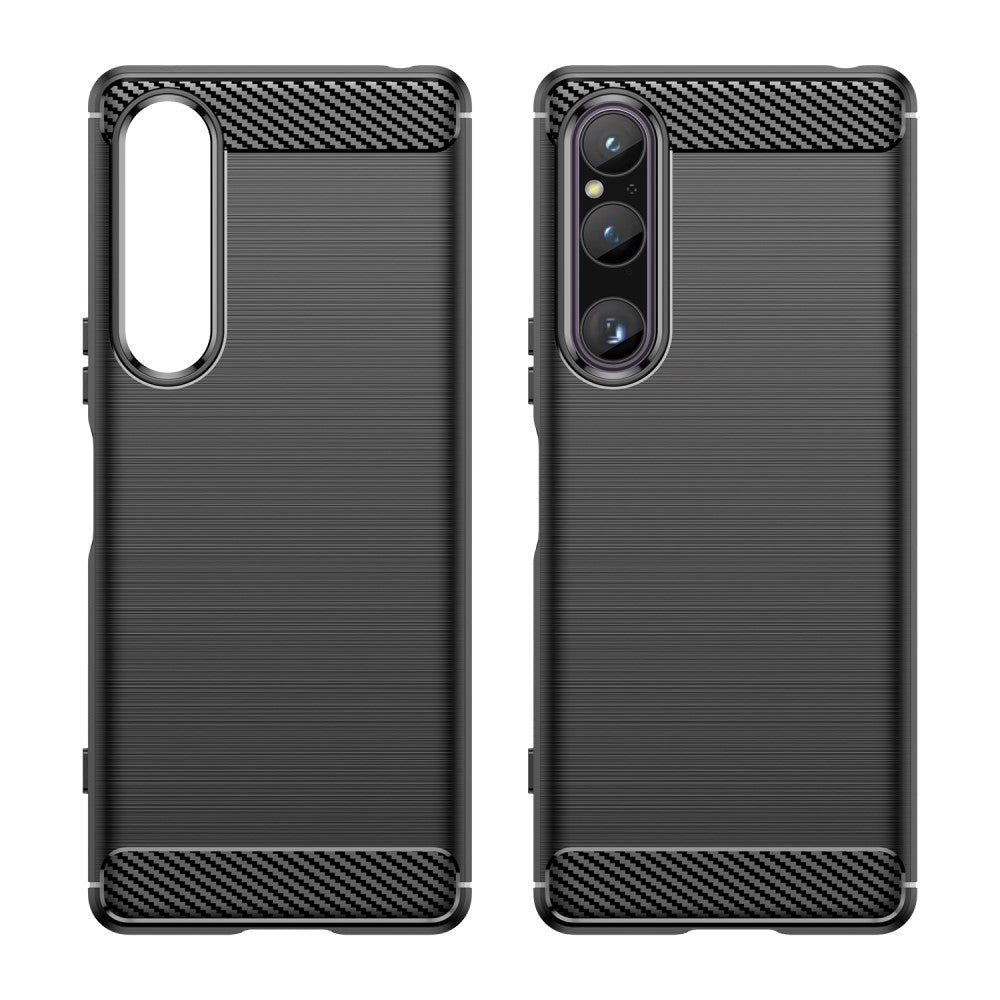 Sony Xperia 1 V Brushed Carbon Mobil Cover - Sort