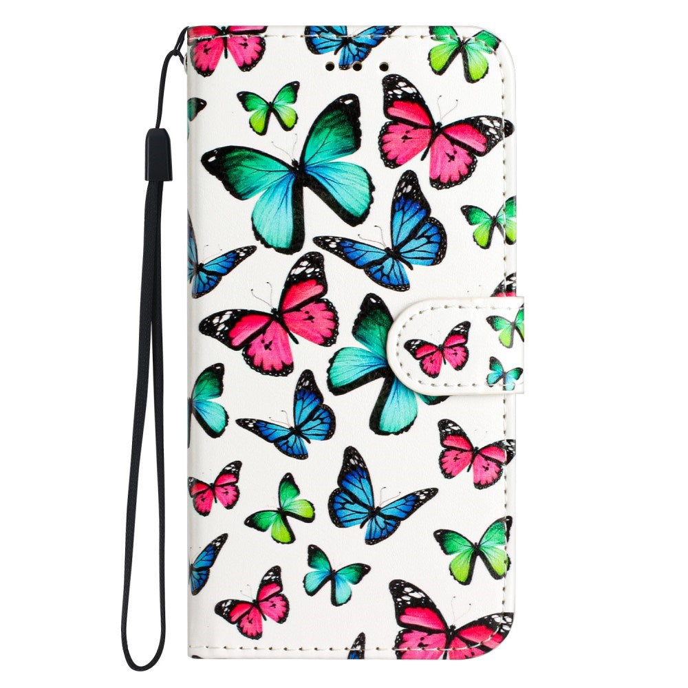 EIDERWOOD Motorola Moto G42 Læder Mobil Cover m. Pung og Strop - Farverige Sommerfugle