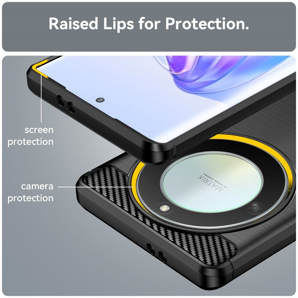Honor Magic5 Lite Brushed Carbon Mobil Cover - Sort