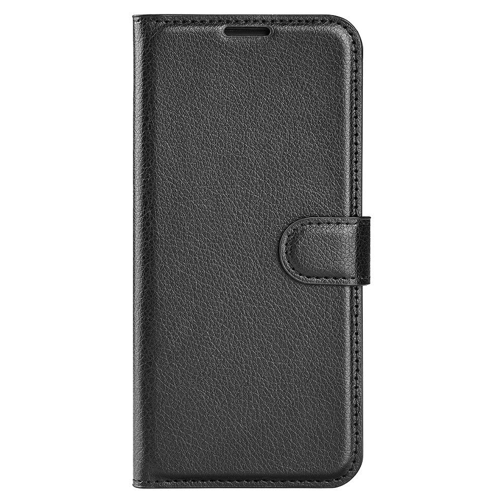Sony Xperia 1 V Litchi Læder Mobil Cover m. Pung - Sort