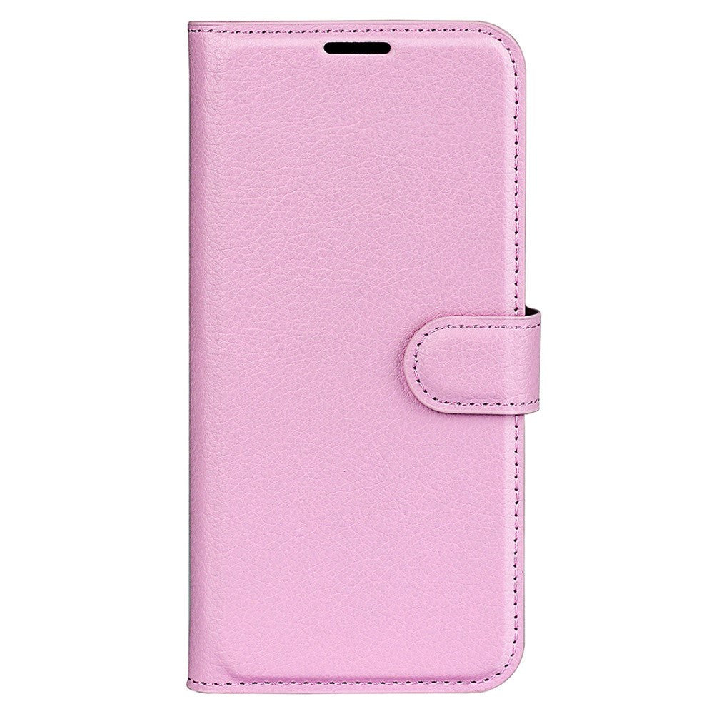 Sony Xperia 1 V Litchi Læder Mobil Cover m. Pung - Lyserød