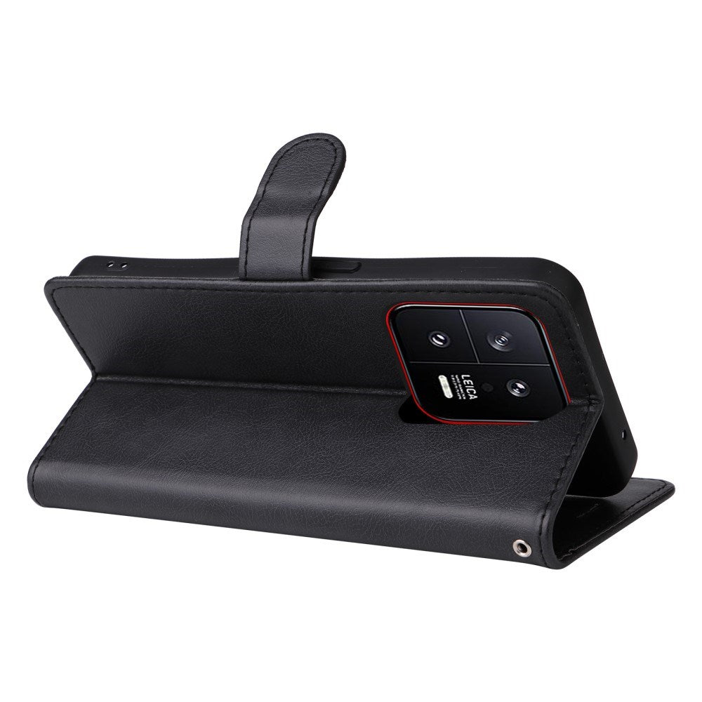 Xiaomi 13 - EIDERWOOD Kunstlæder Flip Cover m. Strop - Sort