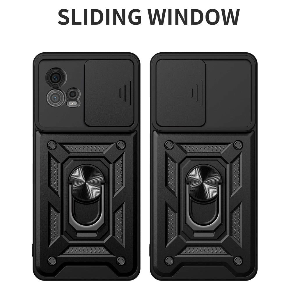 Motorola Moto G72 Håndværker Mobil Cover m. Magnetisk Kickstand & Cam Slider - Sort