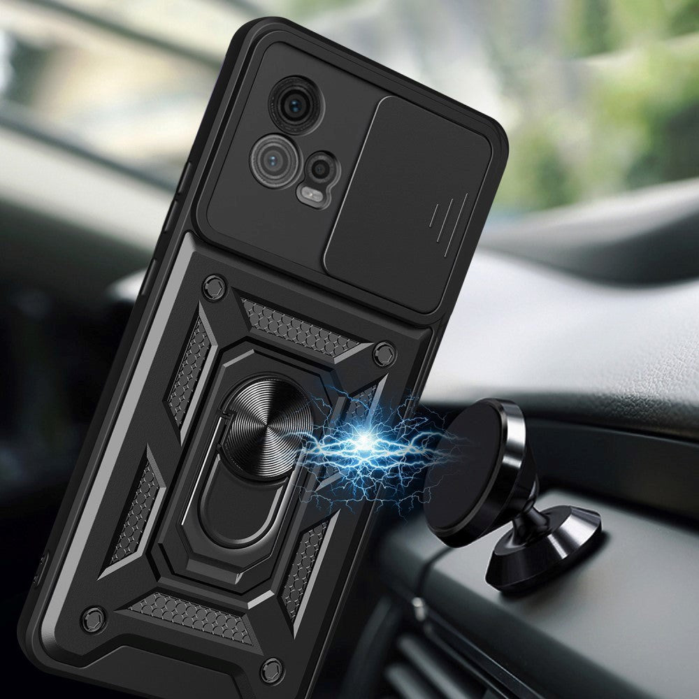 Motorola Moto G72 Håndværker Mobil Cover m. Magnetisk Kickstand & Cam Slider - Sort
