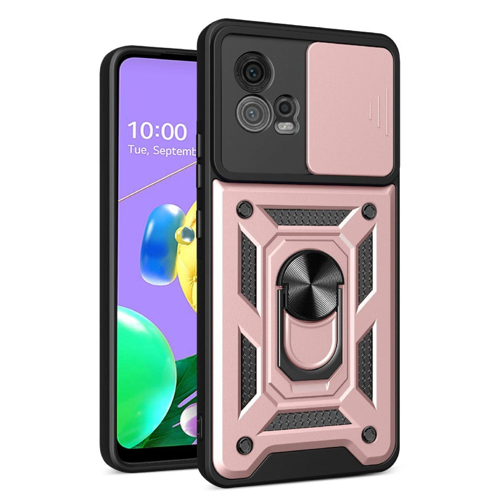 Motorola Moto G72 Håndværker Mobil Cover m. Magnetisk Kickstand & Cam Slider - Rose Gold
