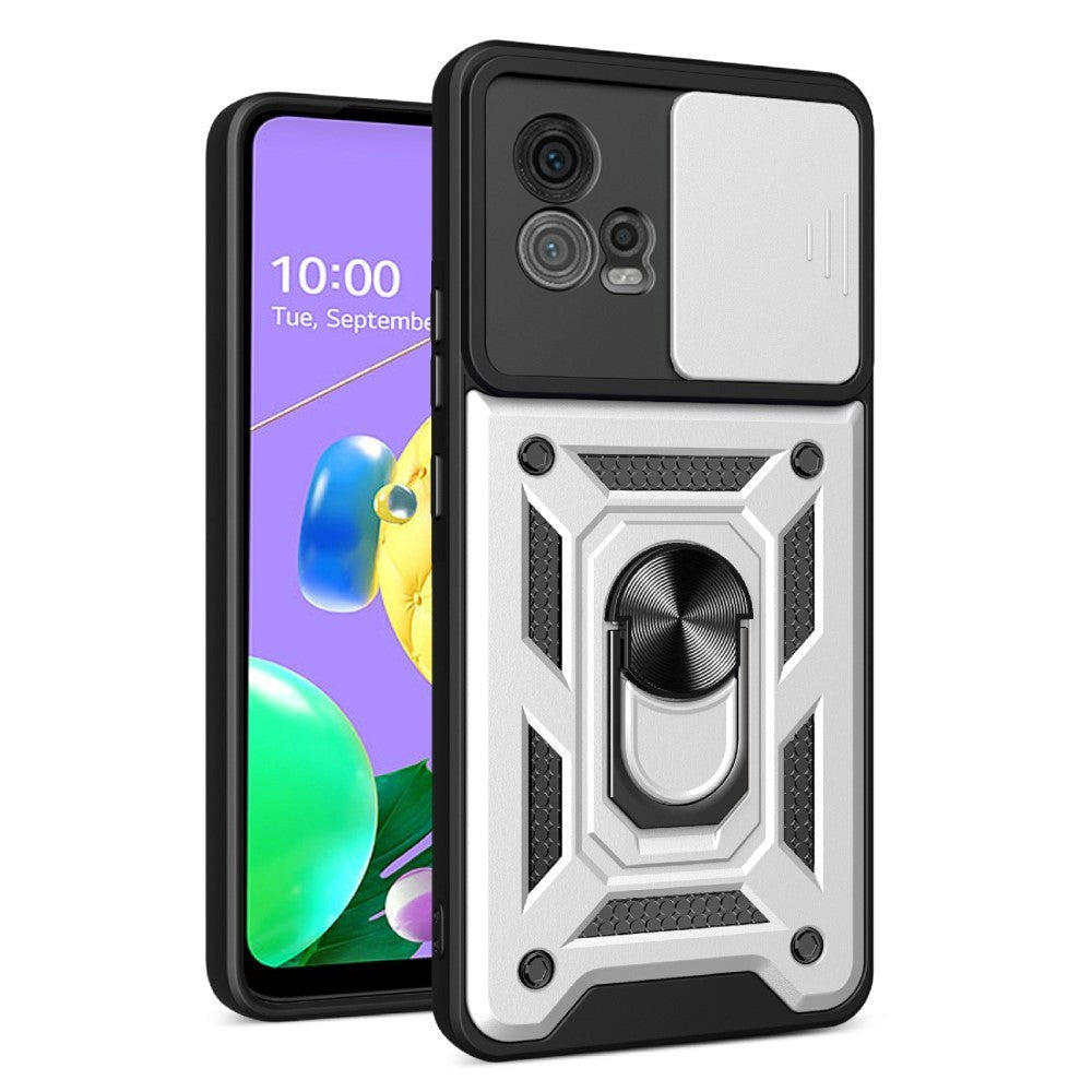 Motorola Moto G72 Håndværker Mobil Cover m. Magnetisk Kickstand & Cam Slider - Sølv