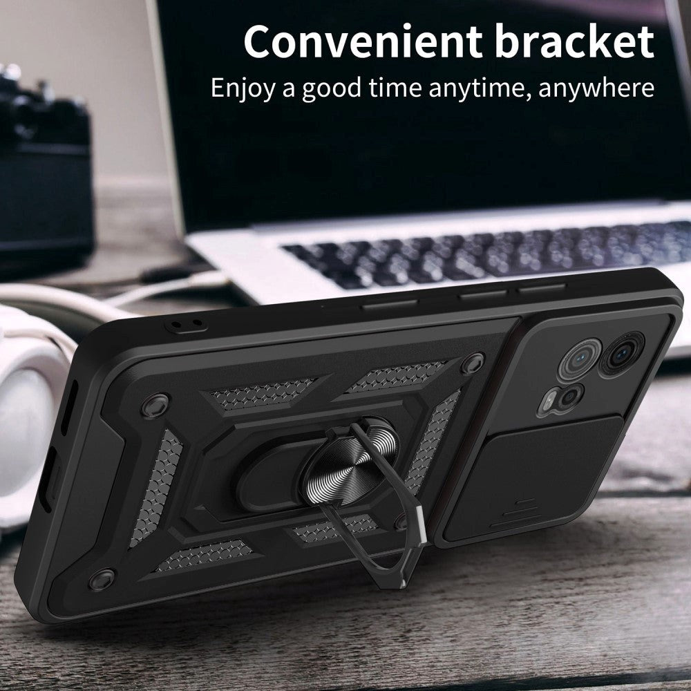Motorola Moto G72 Håndværker Mobil Cover m. Magnetisk Kickstand & Cam Slider - Sølv