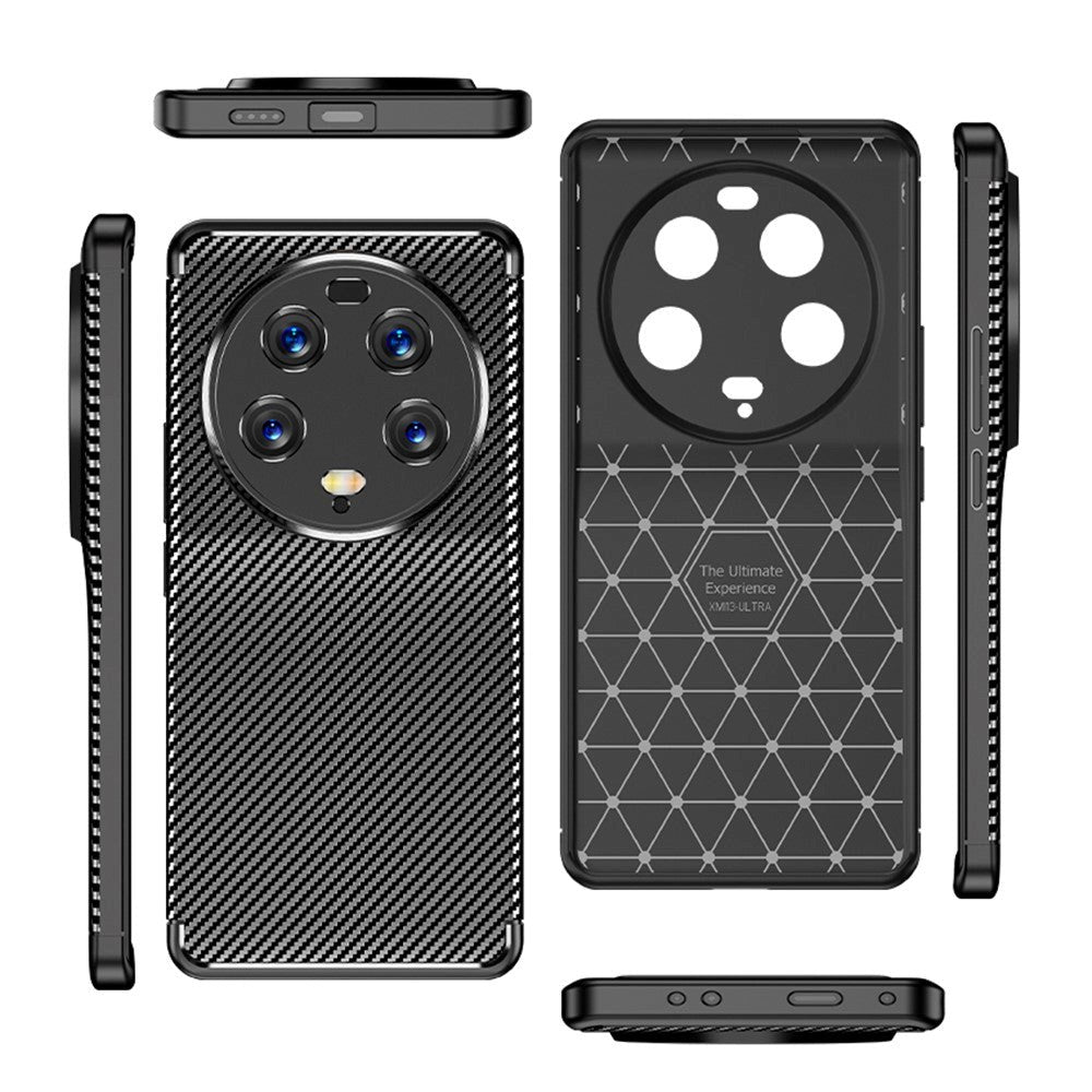 Xiaomi 13 Ultra Carbon Fiber Fleksibelt Plastik Mobil Cover - Sort