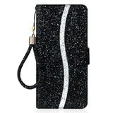 Samsung Galaxy A34 (5G) Læder Mobil Cover m. Pung & Strop - Glitter Design - Sort