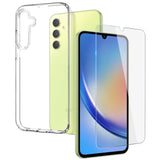 Samsung Galaxy A34 (5G) Fleksibel Plastik Cover + Skærmbeskyttelse Hærdet Glas - Case-Friendly - Gennemsigtig