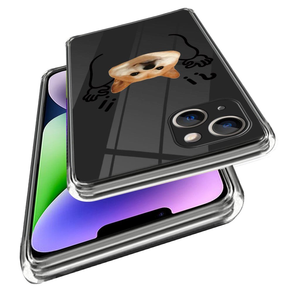 iPhone 14 Fleksibelt Plastik Mobil Cover Gennemsigtig m. Print - Overgivende Hund