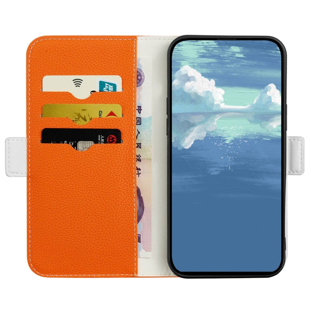 Samsung Galaxy A24 PU Litchi Læder Mobil Cover m. Magnetisk Luk - Orange