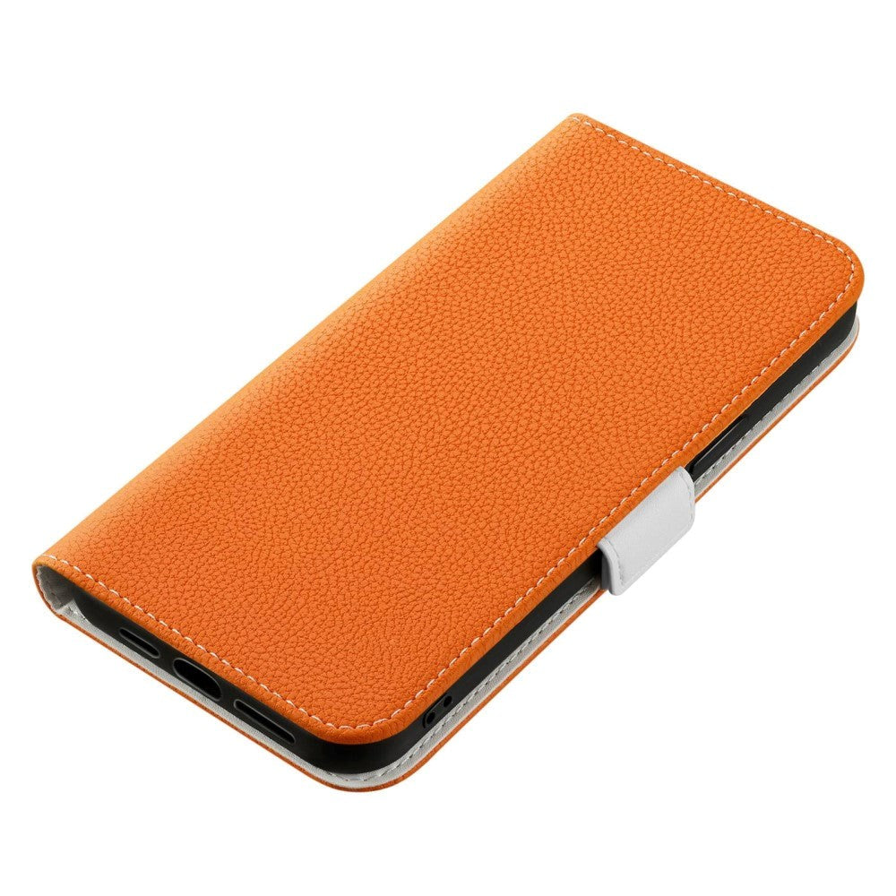 Samsung Galaxy A24 PU Litchi Læder Mobil Cover m. Magnetisk Luk - Orange