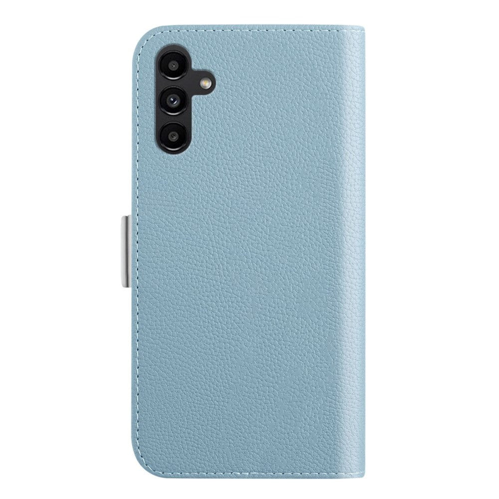 Samsung Galaxy A24 PU Litchi Læder Mobil Cover m. Magnetisk Luk - Blå