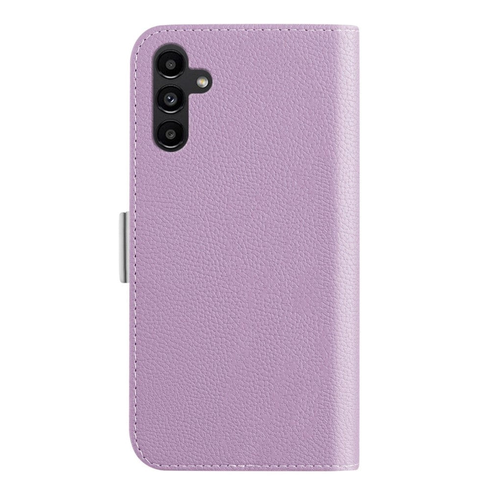 Samsung Galaxy A24 PU Litchi Læder Mobil Cover m. Magnetisk Luk - Lilla