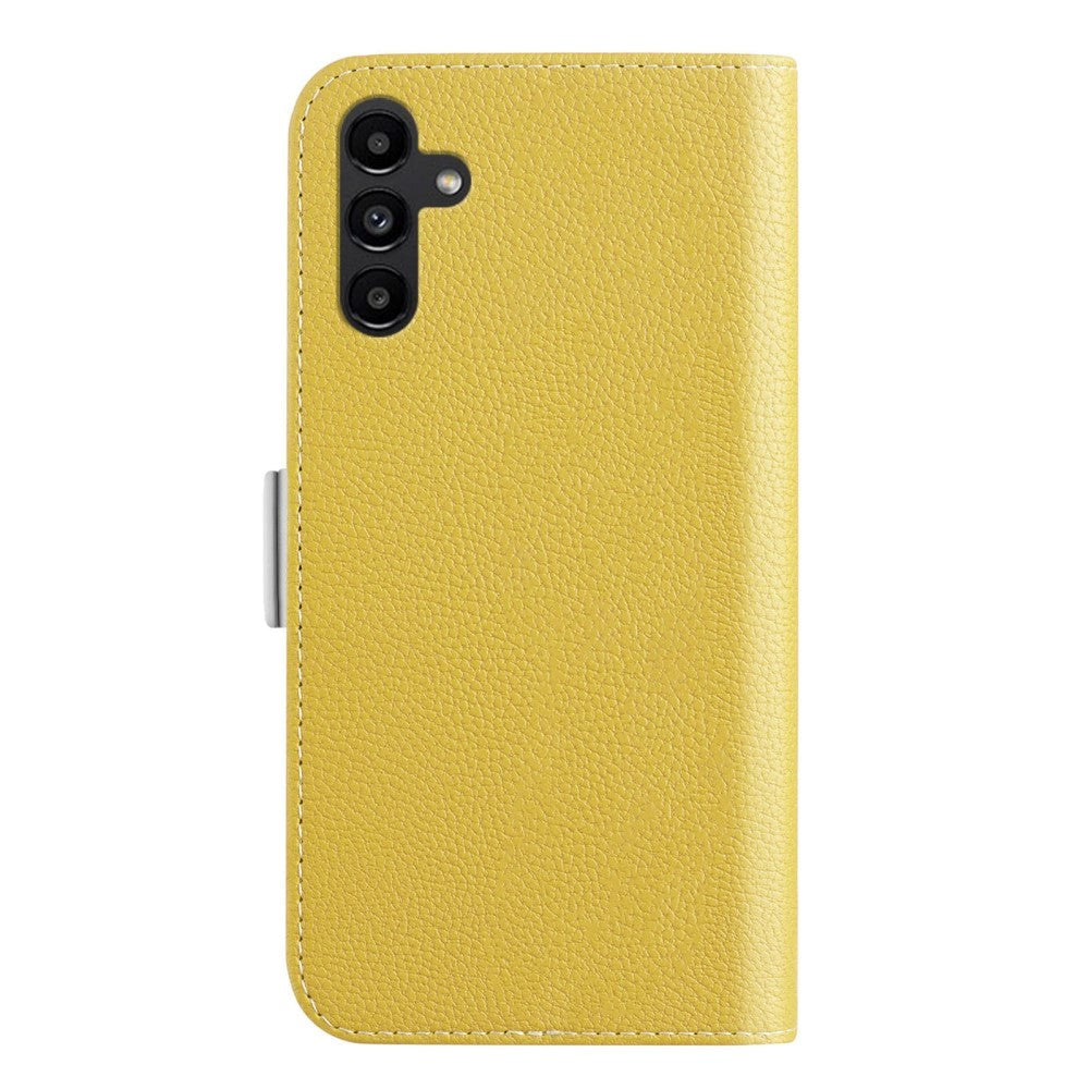 Samsung Galaxy A24 PU Litchi Læder Mobil Cover m. Magnetisk Luk - Gul