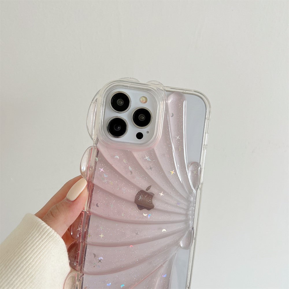 iPhone 14 Pro 3D TPU Mobil Cover m. Muslingeskal / Gennemsigtig - Blå