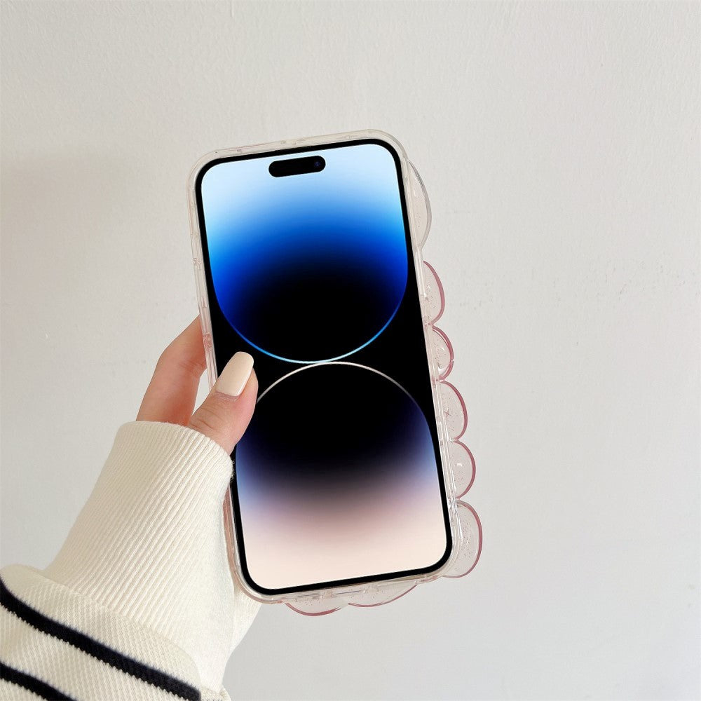 iPhone 14 Pro 3D TPU Mobil Cover m. Muslingeskal / Gennemsigtig - Blå