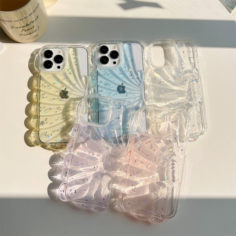 iPhone 14 Pro 3D TPU Mobil Cover m. Muslingeskal / Gennemsigtig - Blå