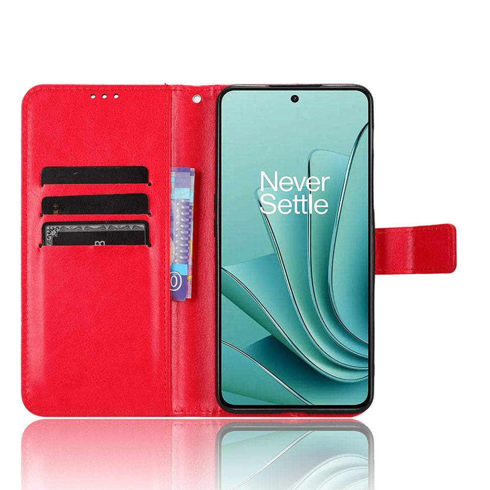 OnePlus Nord 3 (5G) Læder Mobil Cover m. Pung og Strop - Rød