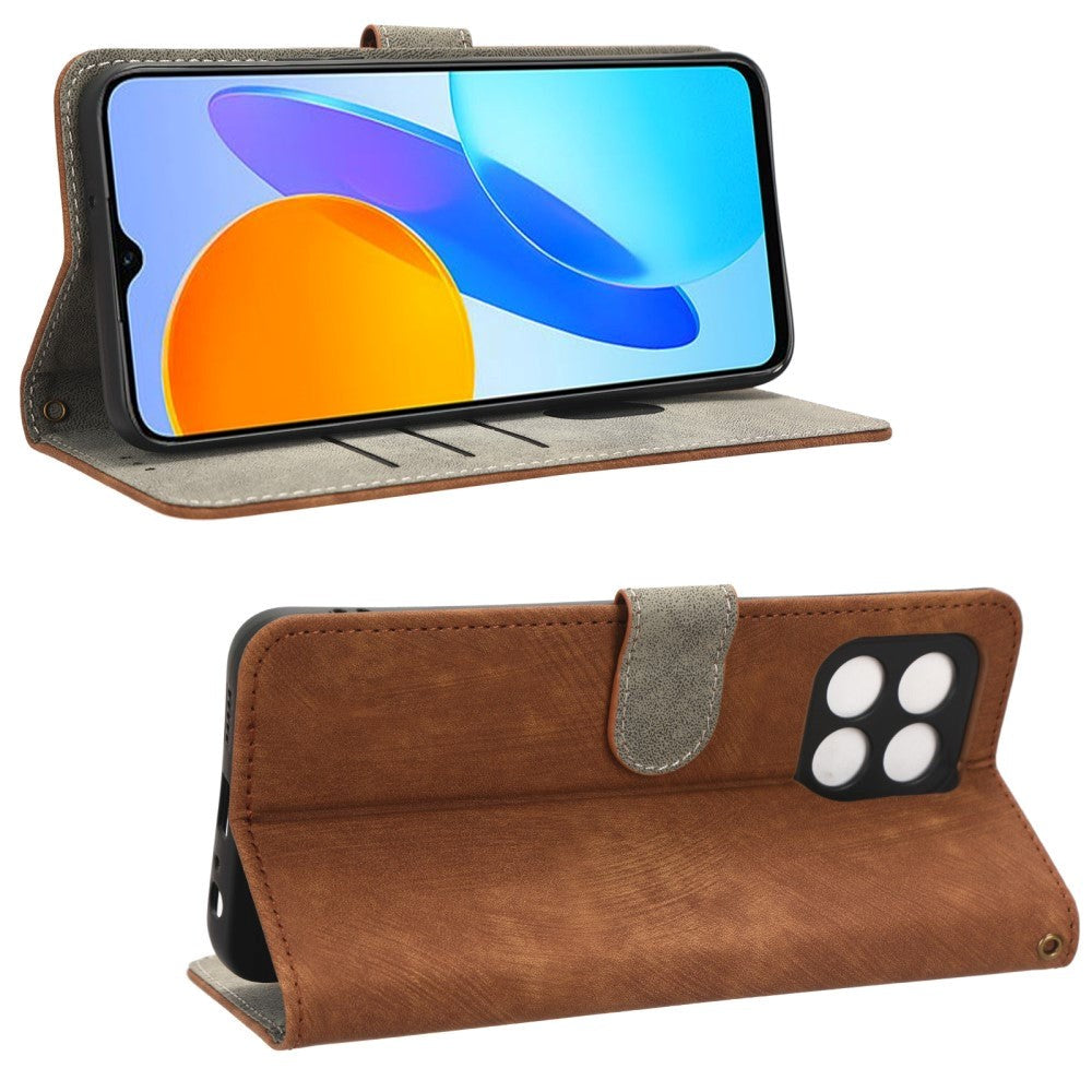 Honor 70 Lite Læder Mobil Cover m. Pung & Strop - Brun