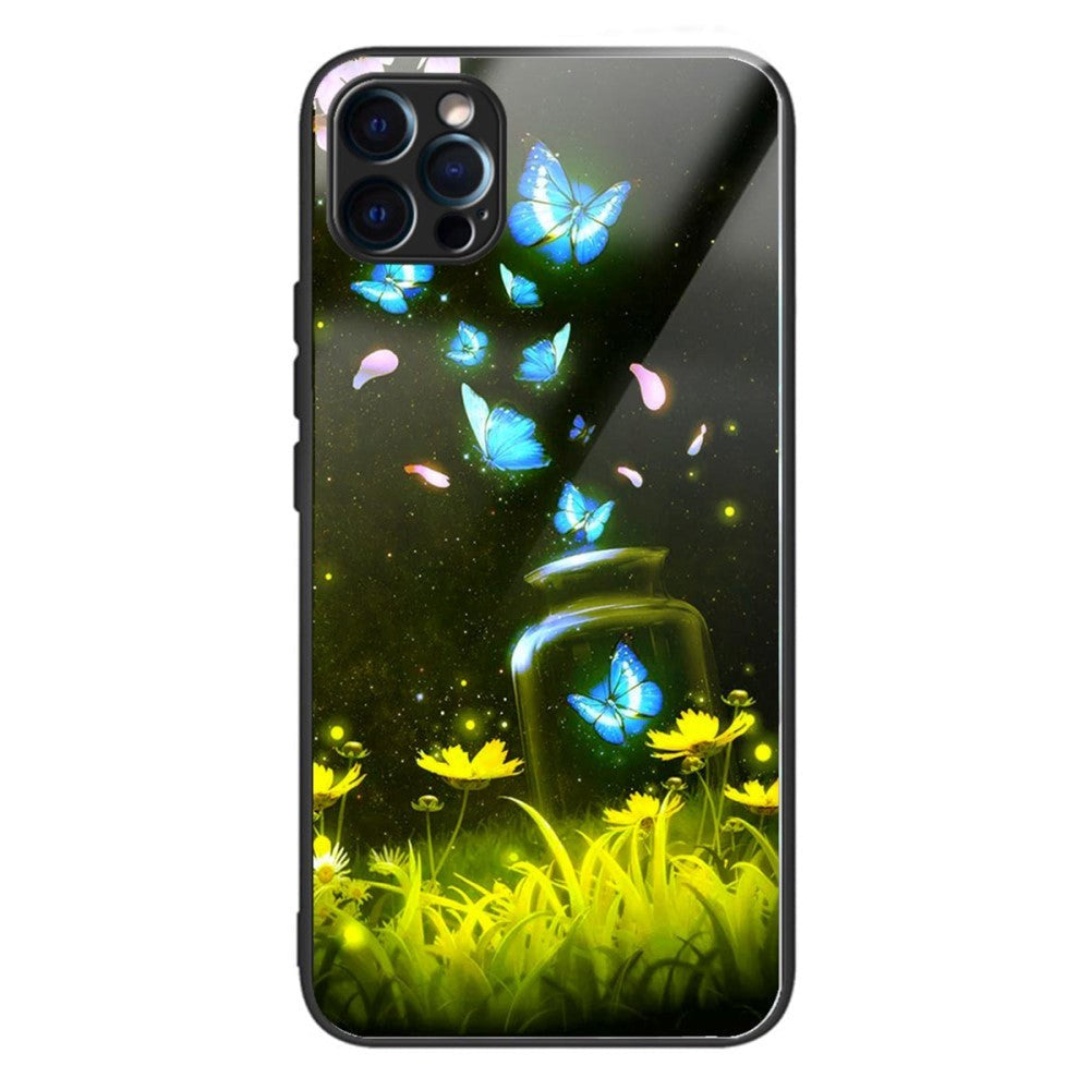 iPhone 14 Pro Mobil Cover m. Glasbagside - Sommerfugle