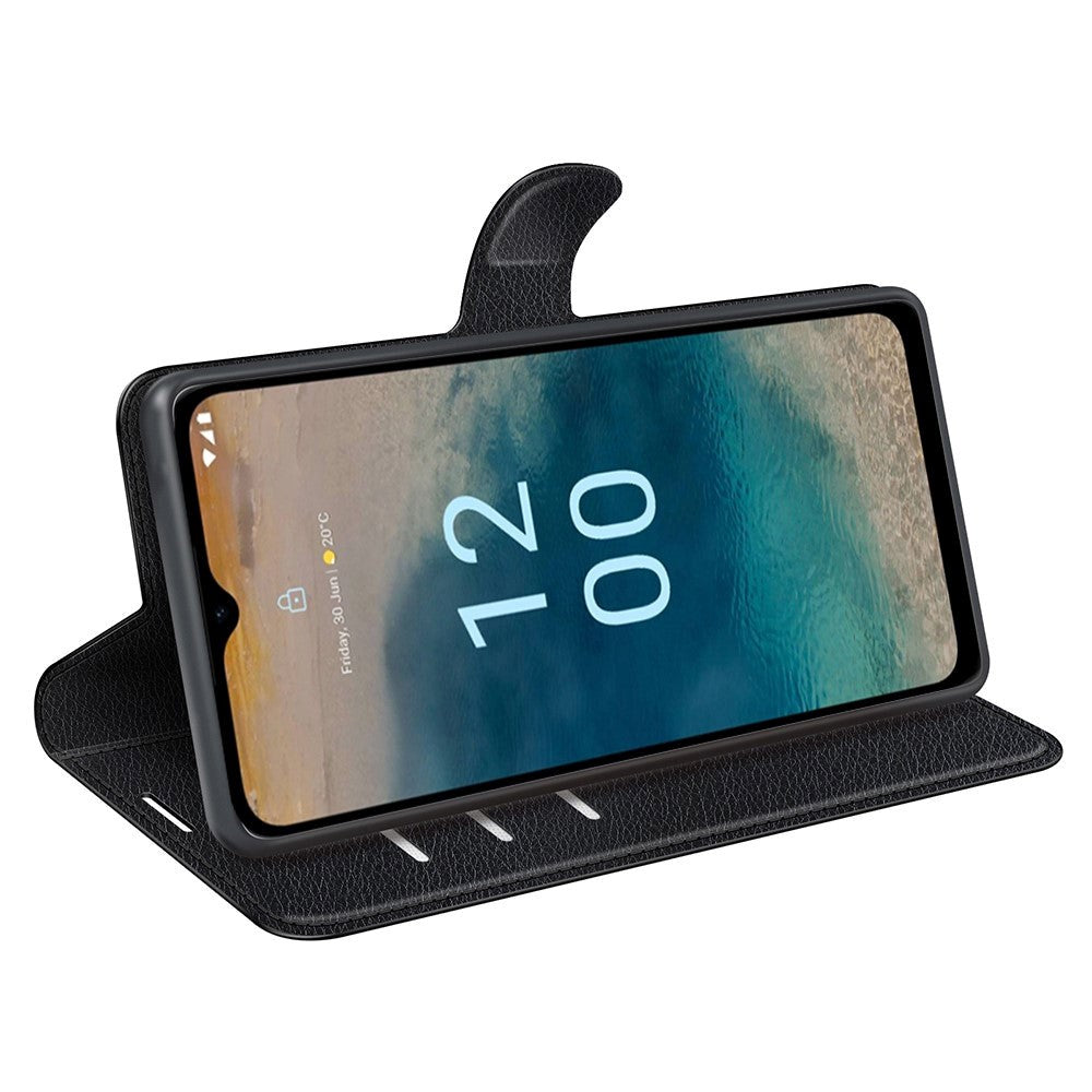 Nokia G22 Litchi Læder Mobil Cover m. Pung - Sort