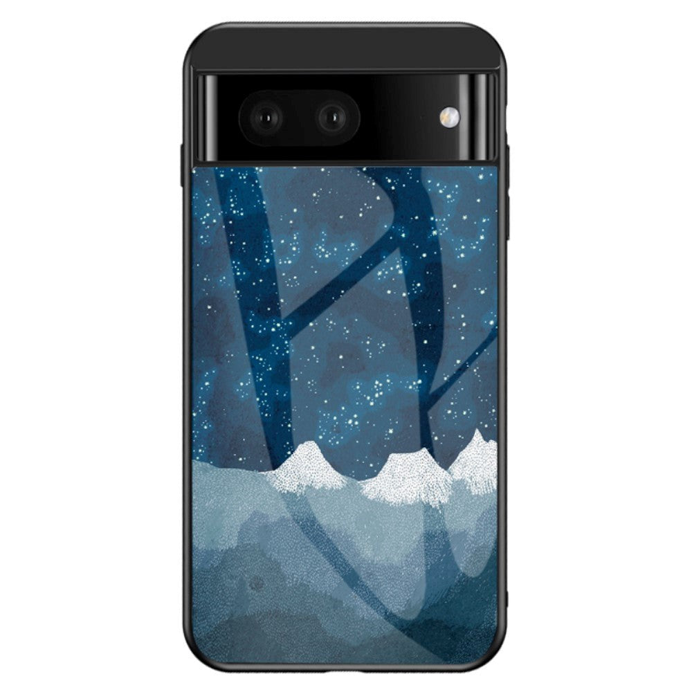 Google Pixel 7A Mobil Cover med Glasbagside - Nattehimmel