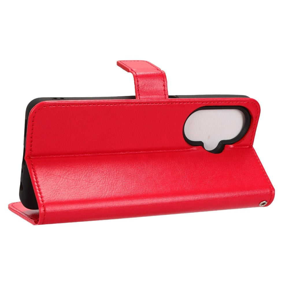 OnePlus Nord CE 3 Lite Læder Mobil Cover m. Pung & Ståfunktion - Rød