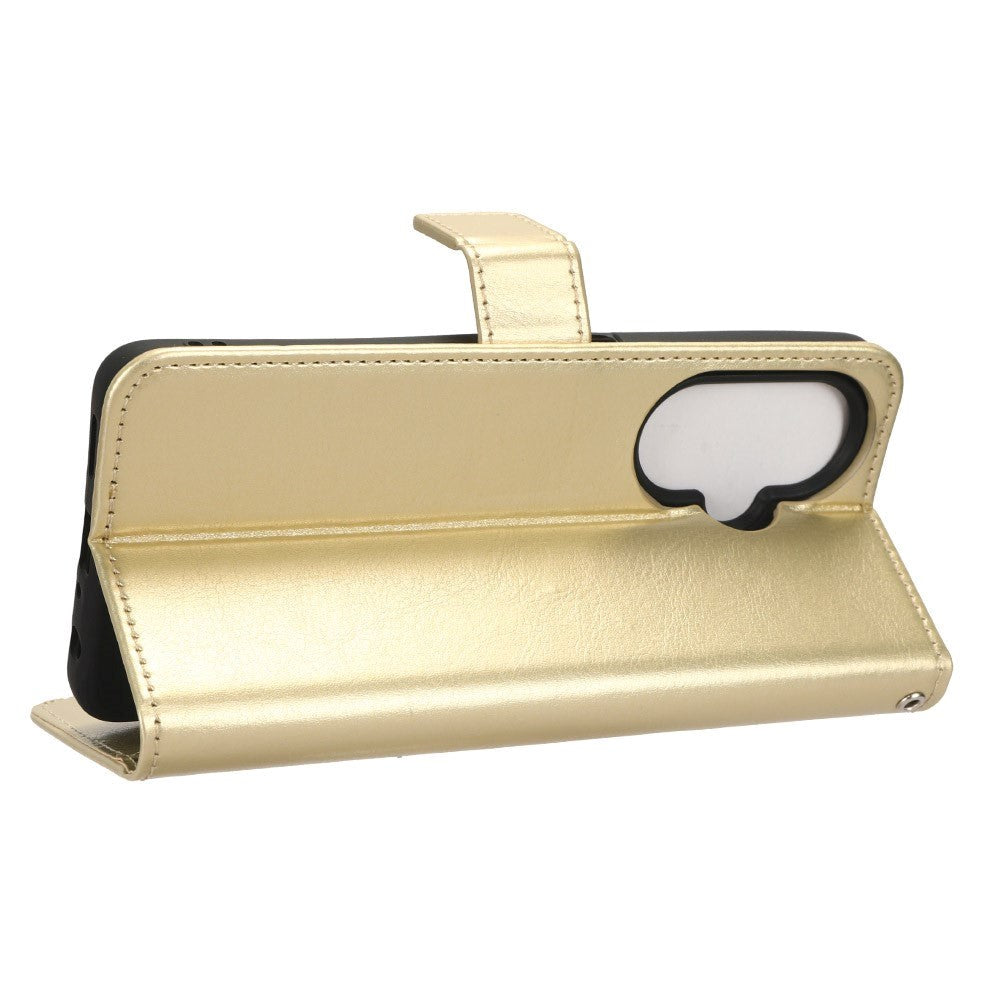 OnePlus Nord CE 3 Lite Læder Mobil Cover m. Pung & Ståfunktion - Guld
