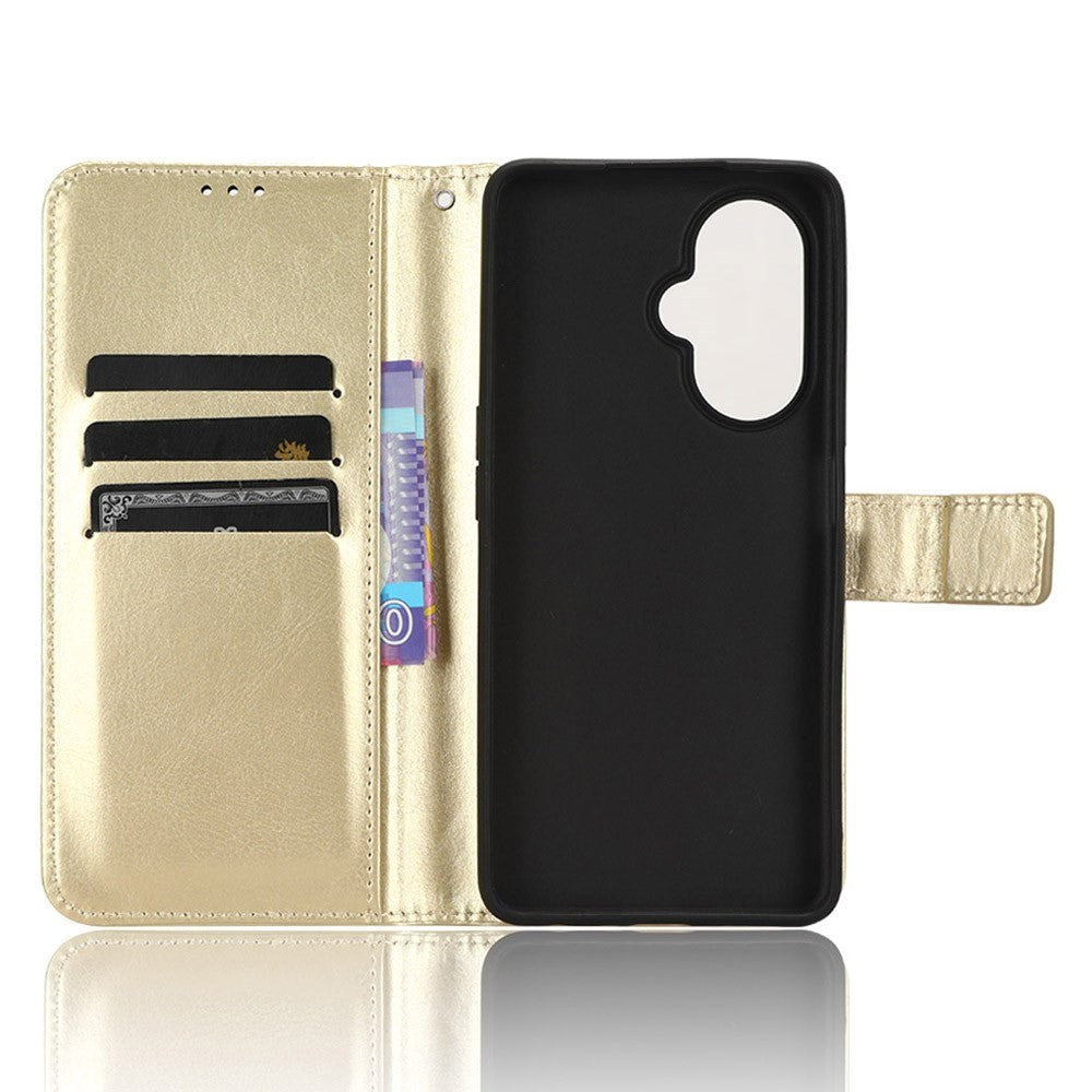 OnePlus Nord CE 3 Lite Læder Mobil Cover m. Pung & Ståfunktion - Guld