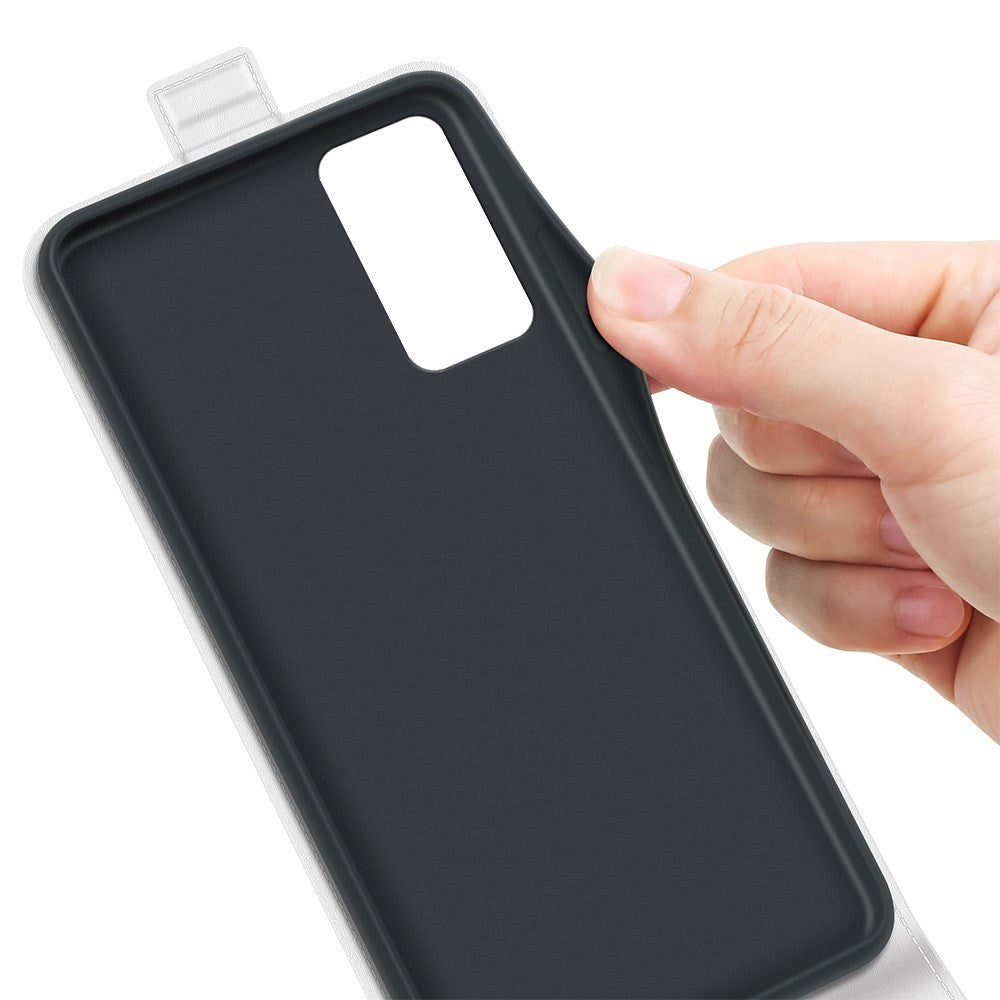 TCL 40R 5G Vertikalt Læder Mobil Cover m. Kortholder - Hvid